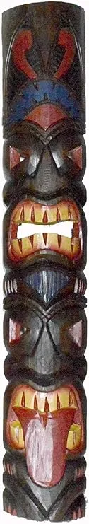 40 In Tribal Tiki Bar Mask Hand Carved Island tropical Decor with 2 FACE