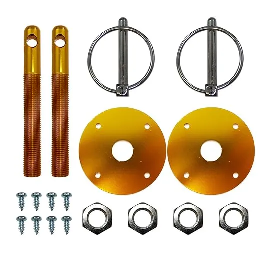 Motornets Aluminum Universal Hood Pin Set Kit Chrome Hardware Flip Over Chevy Ford Mopar GM Hot Rod Street Rod Drag Racing Race