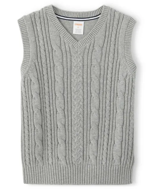 Boys Cable Knit Sweater Vest - Uniform - Gray