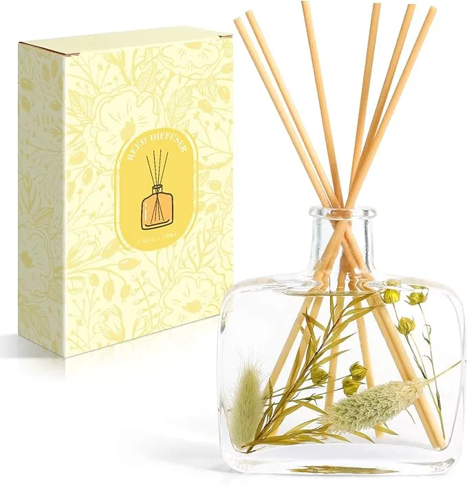 Reed Diffuser, Scented Oil Diffuser with 6 Rattan Sticks, Wood Sage & Sea Salt Reed Diffuser Set, Room Decor Birthday Gifts for Women, Bathroom Diffuser