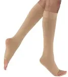 Truform Sheer Compression Stockings, 15-20 mmHg, Women's Knee High Length, Open Toe, 20 Denier, Nude, Large