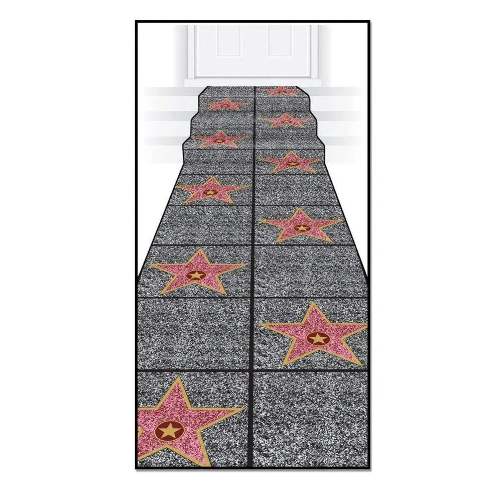 Fun Express Hollywood Star Aisle Runner - Party Decor - 1 Piece