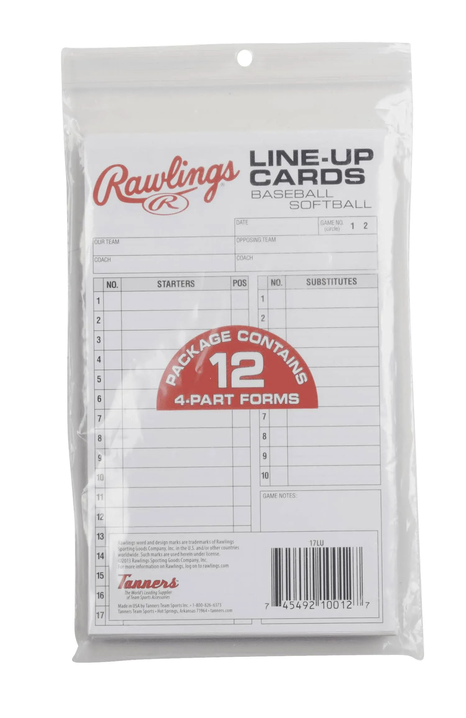 Rawlings System-17 Baseball &amp; Softball Line-Up Cards