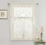 Kate Aurora Shabby Living Lena Floral Lace Complete Kitchen Curtain Tier & Swag Set - Beige