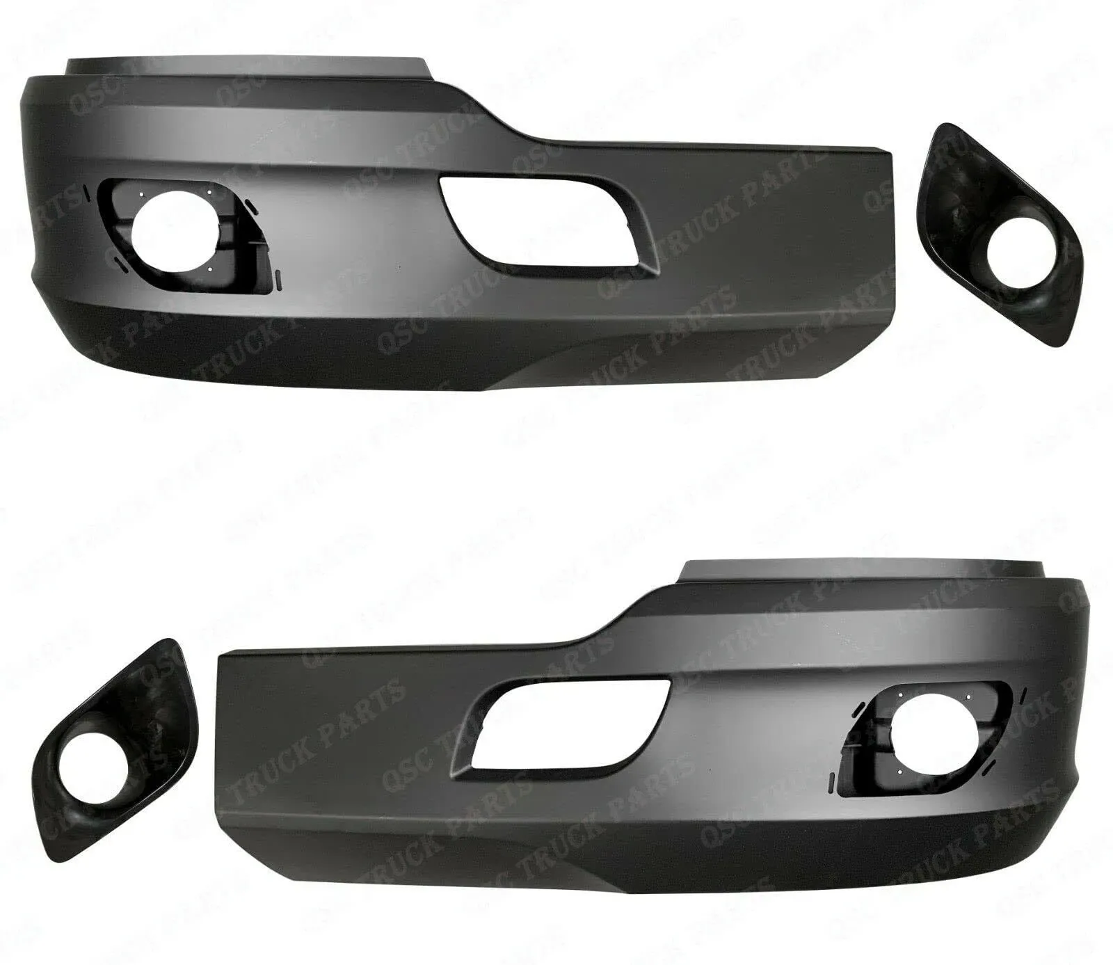 QSC Truck Parts Bumper Corners Left & Right Pair W/fog Light Bezels for Kenworth T680