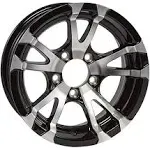 Ecustomrim Two Aluminum Trailer Rims Wheels 5 Lug 13 in. Avalanche V-Spoke / Black