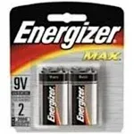 Energizer Max 9-Volt Alkaline Batteries 2 pk Carded