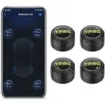 Leepee Tire Pressure Monitoring System, 5 Alarm Modes, with 4 External Sensors TPMS, Support iOS and Android, Real-time Displays Pressure and Tempera