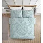 Beatrice Home Fashions Medallion Chenille Bedspread Queen Blue