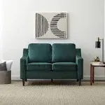 Edenbrook Jensen Upholstered Loveseat Green Velvet Loveseat - Living Room Furniture - Small Loveseat- Seats Two - Scoop Arm Modern Couch - Couches