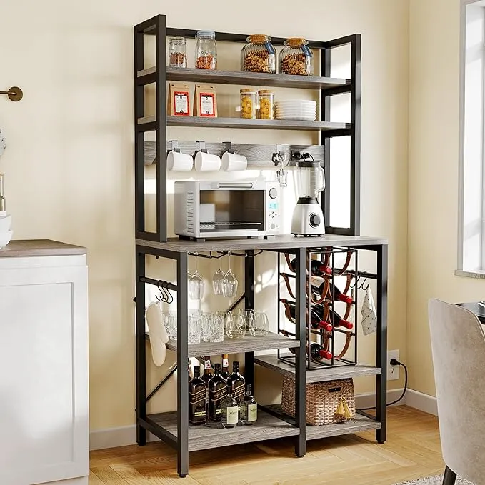 YITAHOME 6-Tier Coffee Bar with Power Outlet and Storage Shelves