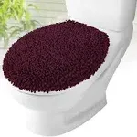 MAYSHINE Plush Shaggy Standard Toilet Seat Lid Cover (Burgundy) | Fuzzy Chenille Microfiber, Fluffy Soft Absorbent - Machine Was