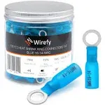 Wirefy 130 Pcs Ring Terminals 1/4" Blue 16-14 AWG