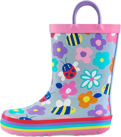 mysoft Kids Rain Boots for Girls and Boys Toddler Waterproof Rubber Cute Printed