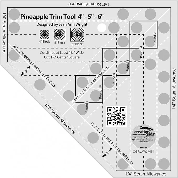 Creative Grids Pineapple Trim Tool Mini Quilt Ruler - CGRJAW3MINI