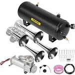 VEVOR Train Horns Kit,150DB 2.6 Gal Train Air Horn Kit, 12V 160PSI Train Horn Complete Kit with 4 Stainless Steel Trumpets for Car Truck, Black