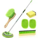 Wontolf 62'' Car Wash Brush with Long Handle Chenille Microfiber Car Wash Mop Car Washing Brush Cleaning Kit Car Wheel Tire Brush Microfiber Towels