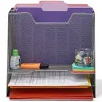 Mind Reader Network Collection 5-Compartment Mesh File Organizer, Silver (MESHBOX5-SIL)