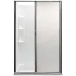 Camper Comfort RV Retractable Rolling Shower Doors | 4 Sizes - 2 Color Options | Replacement Shower Door | Woven Mesh Vinyl (36w x 57H, PLATINUM)