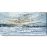 Nicetop Abstract Wall Art for Living Room Large Framed Light Blue Canvas Print Coastal Theme Artwork Modern Ocean Skyline and Sunset & Sunrise in