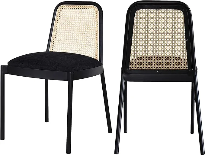 Meridian Atticus Black Powder Coated Metal Dining Chair Set of 2