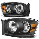 DNA Motoring Hl-oh-rm06-bk-am Black Amber Factory Style Headlights Compatible with 06-09 Ram 2500 3500 06-08 1500 Left Right at MechanicSurplus.com