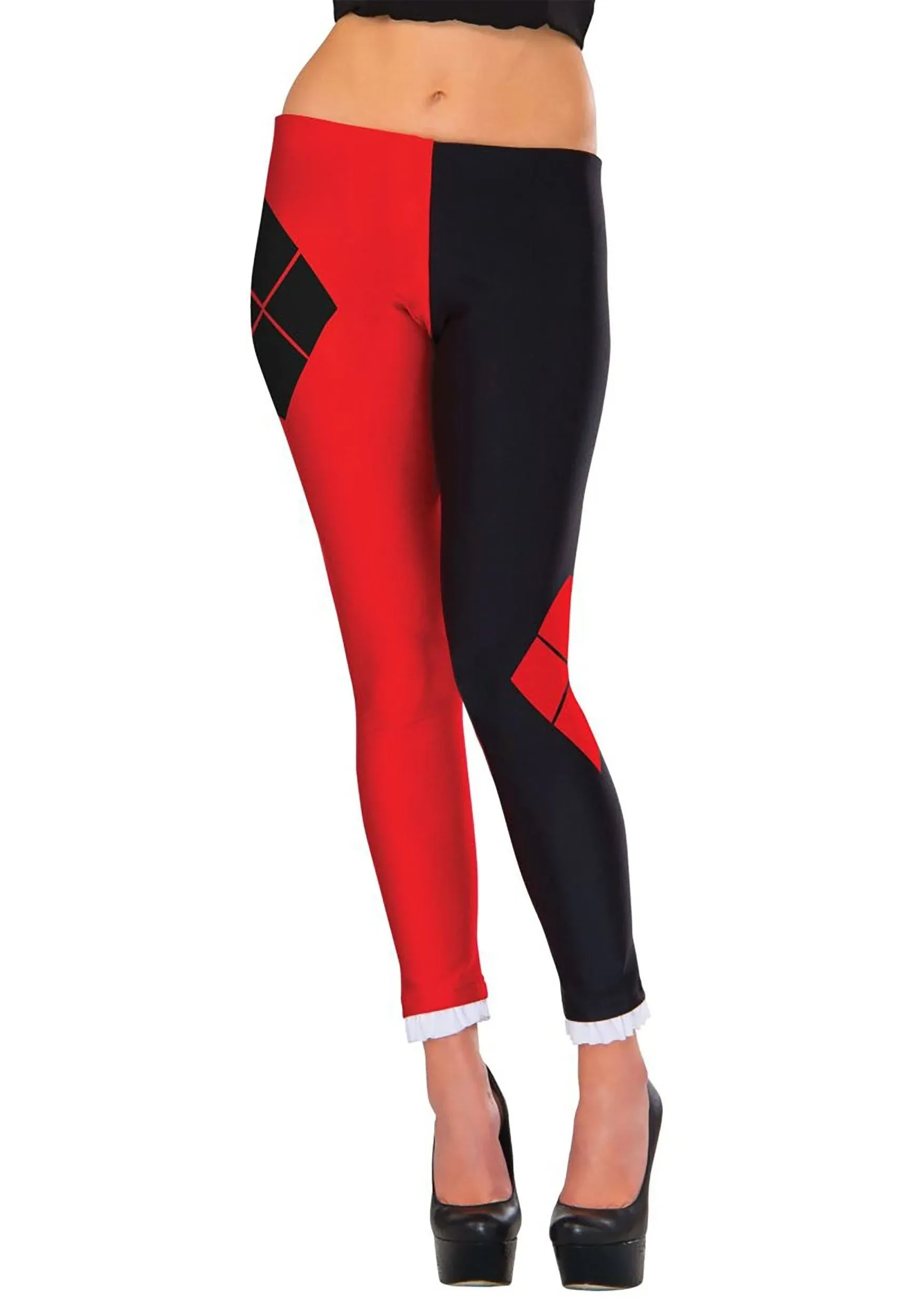 DC Comics Harley Quinn Red and Black Leggings One Size