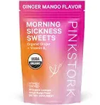 Pink Stork Morning Sickness Sweets, Organic Mango Ginger Candy with Vitamin B6 for Morning Sickness, Motion Sickness, Prenatal Heartburn - Pregnancy Must Haves - 30 Wrapped Drops