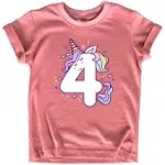 Unicorn 4th Birthday Shirts for Toddler Girls Outfit 4 Year Old Fourth Four Shirt