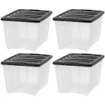 IRIS USA 4 Pack 53qt Clear View Plastic Storage Bin with Lid and Secure Latching Buckles