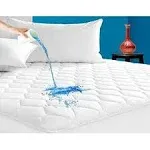 100% Dust/Waterproo<wbr/>f Soft Fitted White Quilted Mattress Topper 21&#034; Deep Pockets