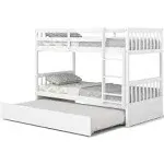 * Twin Over Twin Bunk Bed with Twin Trundle Solid * White