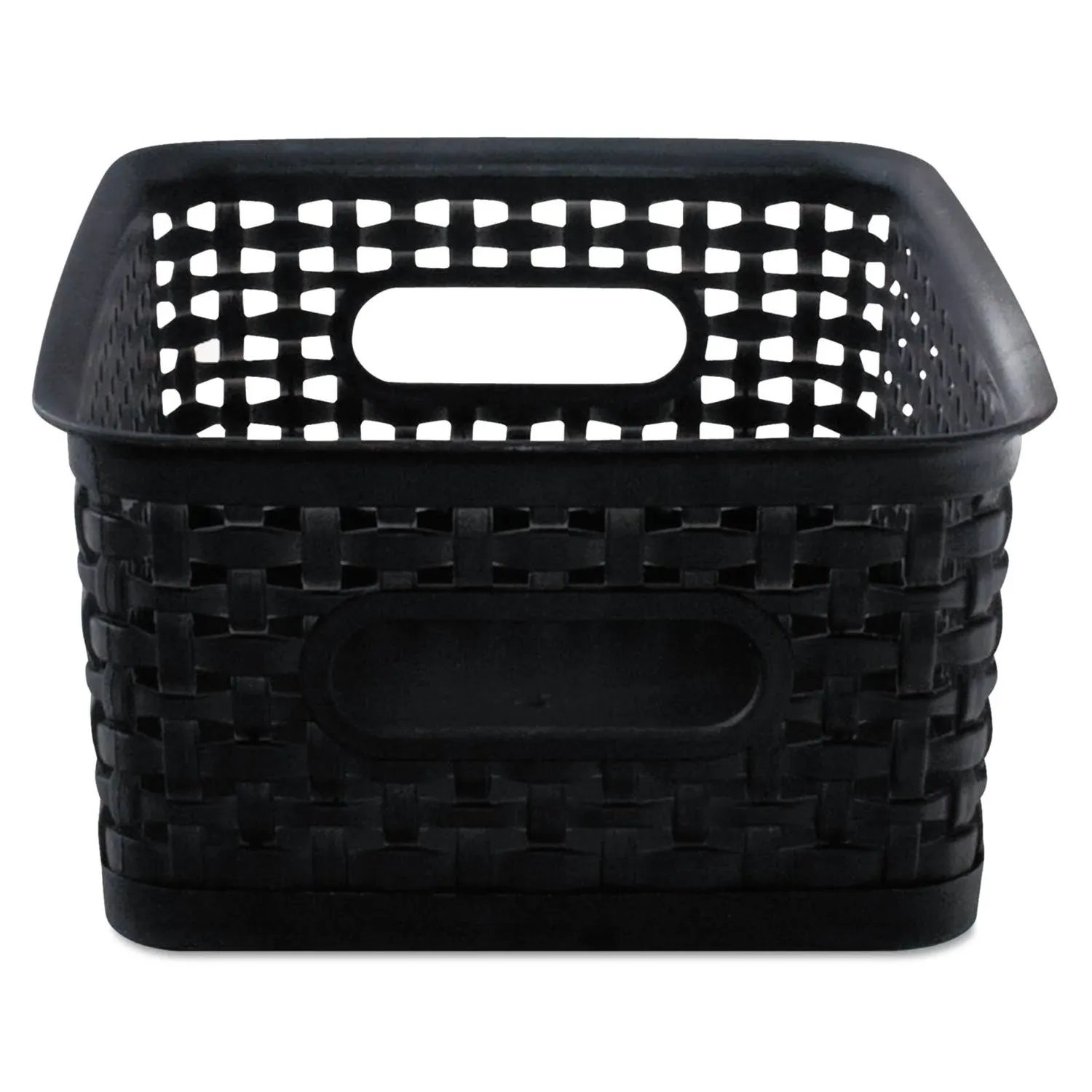 Advantus Plastic Small Weave Bins, Black, 7.5" x 10" x 8.25" - 3 pack