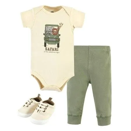 Hudson Baby Baby Cotton Bodysuit, Pant and Shoe Set