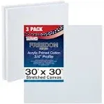 3 Pack of U.S. Art Supply 30&#034; x 30&#034; Acrylic Primed Cotton Stretched Canvas