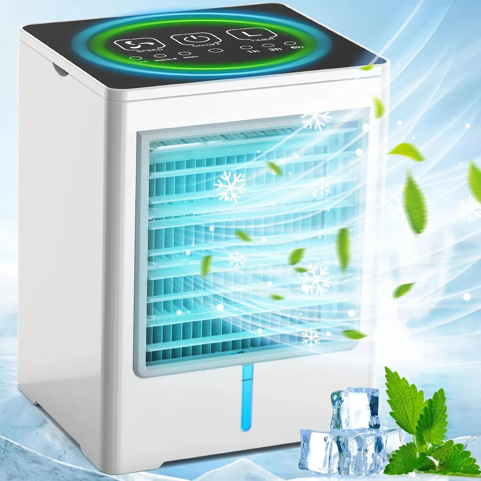 Evaporative Portable Air Conditioner, 470ML Personal Space Mini Air Cooler wi...