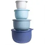 Cook with Color Deep Mixing Bowls with Lids 8 Piece Set Blue