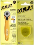 OLFA Rotary Fabric Cutter 28MM with 5 Blade Refill For Quilting Sewing and Cr...