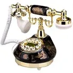 TelPal Corded Old Fashion Antique Landline Telephone Decor 1960, Wired Home Office Telephone Decor System, Ceramic Antique Style (Black)