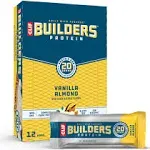 Clif Builders Protein Bars, Vanilla Almond - 12 pack, 2.40 oz bars