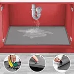 Under Sink Mat 34" x 22" Silicone, Under Sink Liner, Under Kitchen Sink Mats, Waterproof & Flexible Sink Mats for Kitchen and Bathroom - Grey