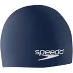 Speedo Adult Solid Silicone Swimming Dome Swim Cap Navy Blue One Size Stretch