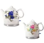 Ceramic Electric Kettle Peony Electric Ceramic Kettle 2-tone Ceramic Teapot