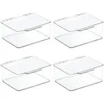 mDesign Plastic Playroom/Gaming Storage Organizer Box, Hinge Lid, 4 Pack, Clear - Clear