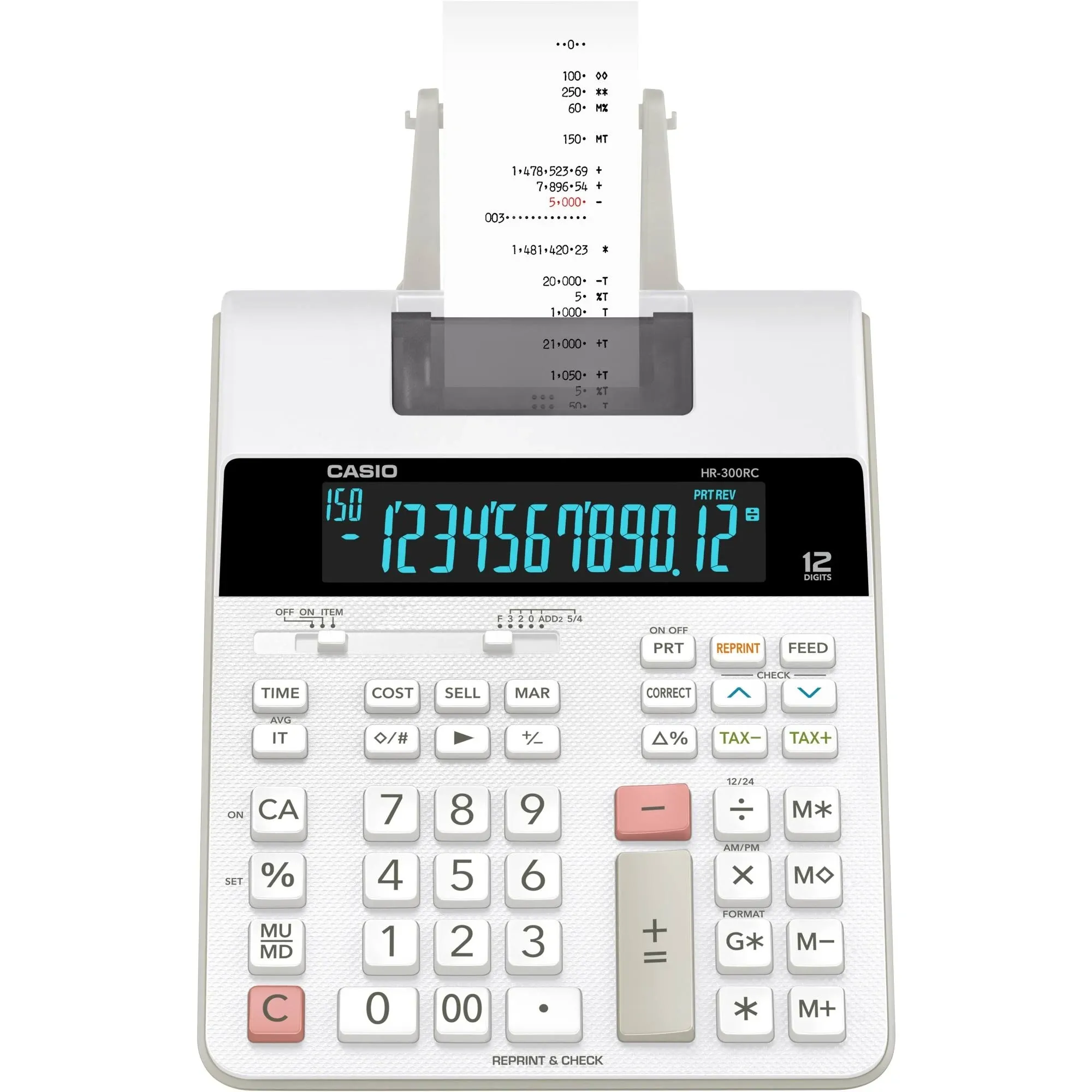 Casio&reg; HR-300RC Desktop 2-Color Printing Calculator