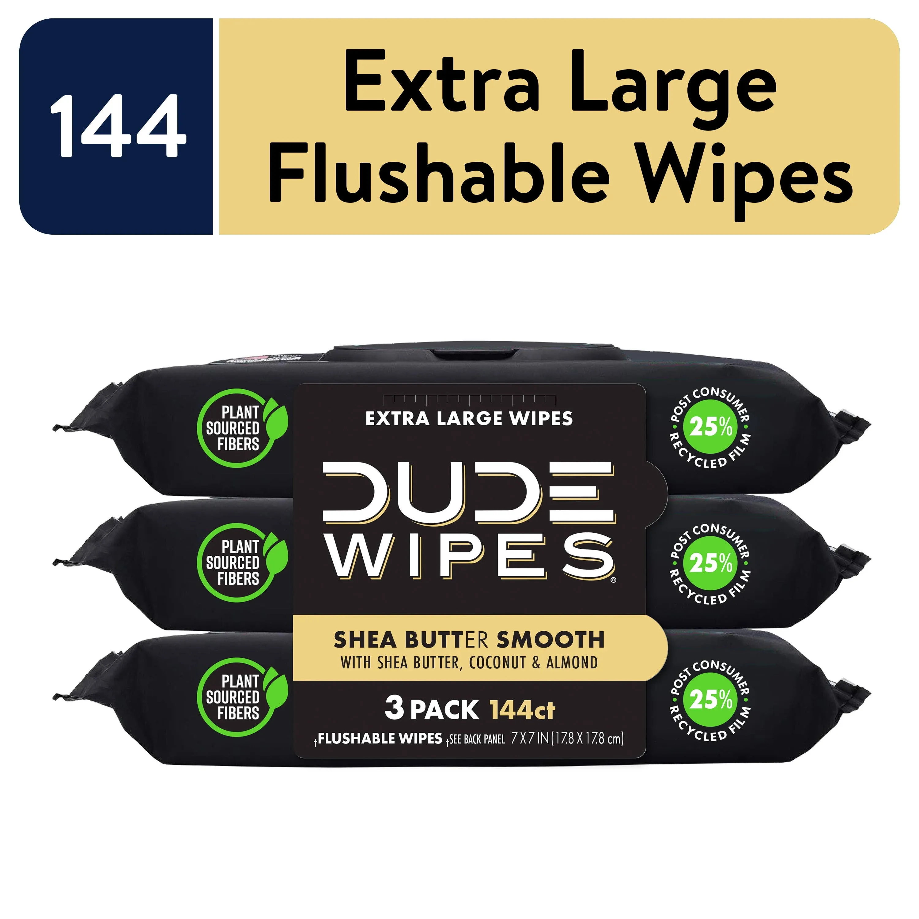 Dude Wipes Shea Butter 48ct 3-pack