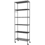 Homdox 6-Tier Storage Shelf Free Standing Rack Organization, Black