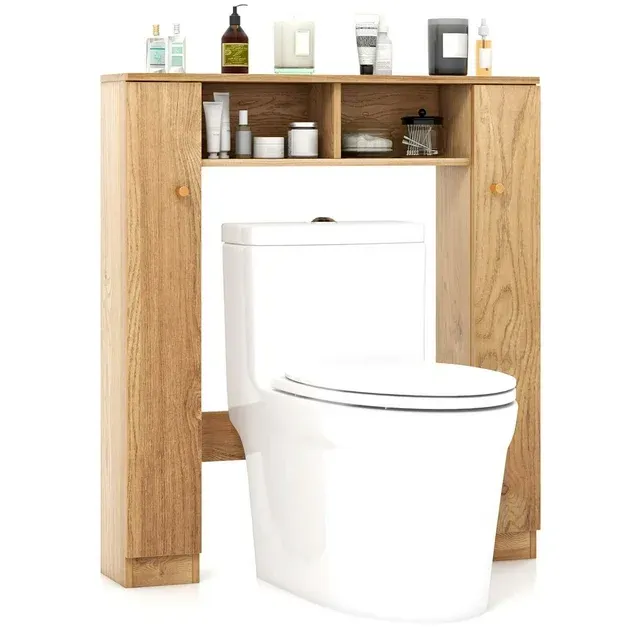 Over The Toilet Storage Cabinet Tall Bathroom Cabinet Organizer Double Doors