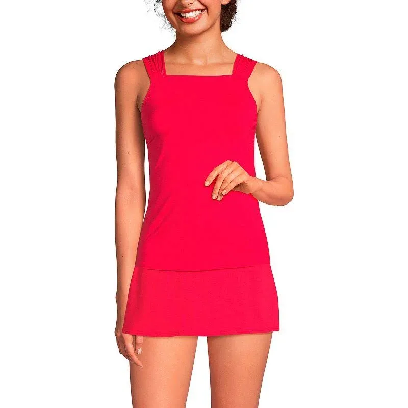 Women's Cap Sleeve High Neck Tankini Swimsuit Top | Lands' End