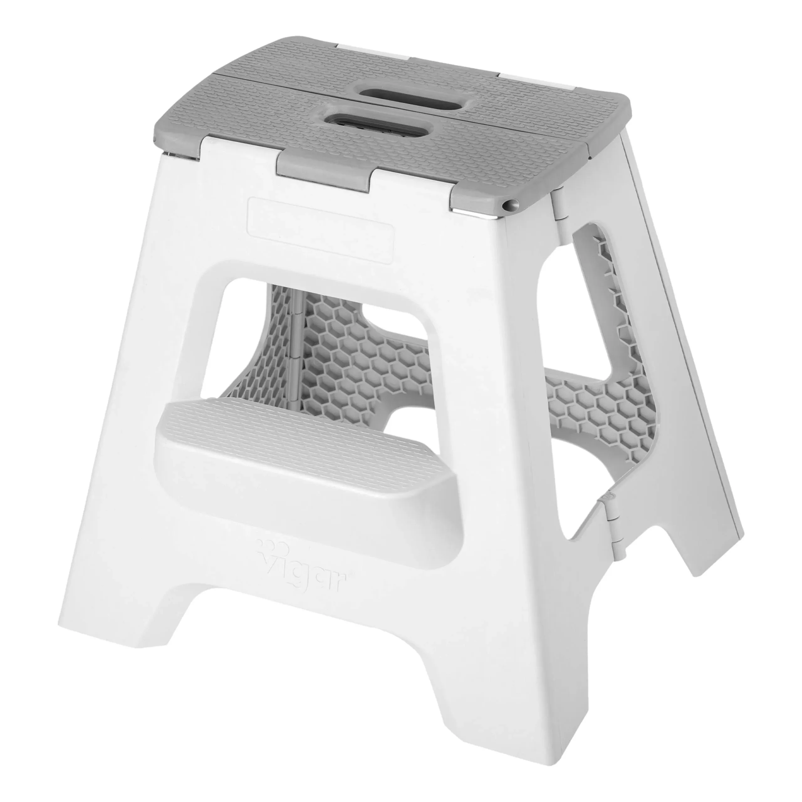 Foldable 2-Step Stool - Non-Slip Grip, 16 inches, 330-pound Capacity, Gray